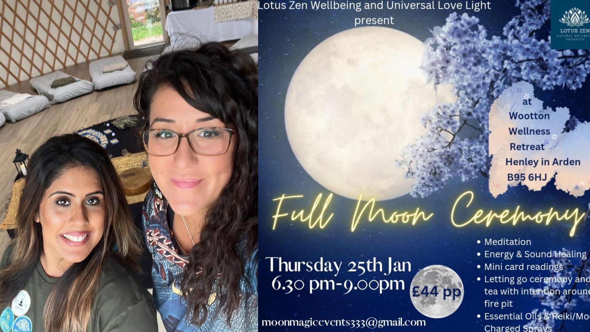 Full Moon Ceremony Evening Event with Universal Love Light & Lotus Zen Wellbeing
