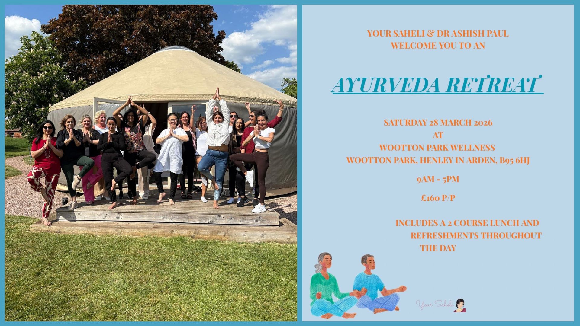 Your Saheli Ayurvedic Day Retreat 28th March 2026, Wootton Wawen, Warwickshire, Wellness Yurt